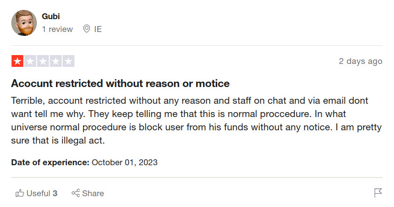 This user is not the only one complaining about sudden imposed account restrictions.