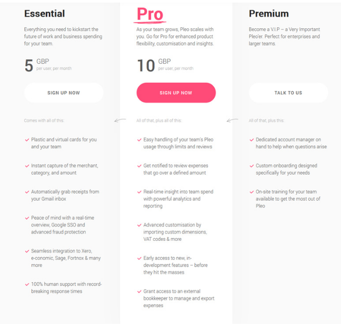 Pleo's pricing plans
